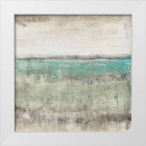 Aqua Horizon I White Modern Wood Framed Art Print by OToole, Tim