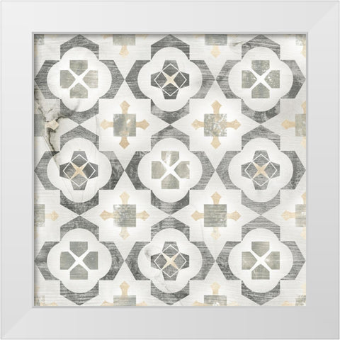 Marble Tile Design I White Modern Wood Framed Art Print by Vess, June Erica