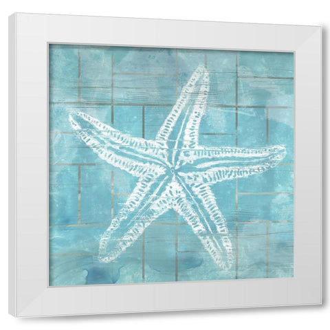 Cerulean Shell II White Modern Wood Framed Art Print by Vess, June Erica