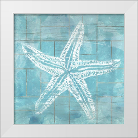Cerulean Shell II White Modern Wood Framed Art Print by Vess, June Erica