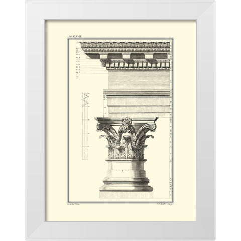 B and W Column and Cornice I White Modern Wood Framed Art Print by Borra, Giovanni