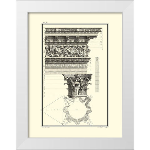 B and W Column and Cornice II White Modern Wood Framed Art Print by Borra, Giovanni