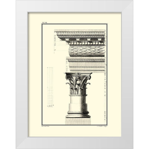B and W Column and Cornice III White Modern Wood Framed Art Print by Borra, Giovanni