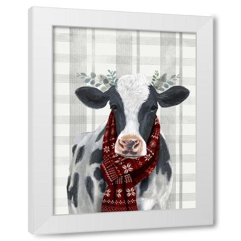 Yuletide Cow I White Modern Wood Framed Art Print by Borges, Victoria