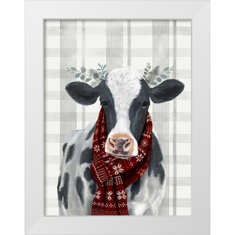 Yuletide Cow I White Modern Wood Framed Art Print by Borges, Victoria