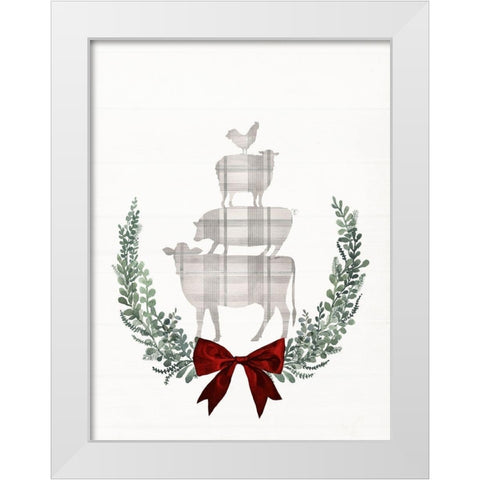 Yuletide Animals II White Modern Wood Framed Art Print by Borges, Victoria
