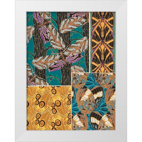 Decorative Butterflies I White Modern Wood Framed Art Print by Seguy, Eugene