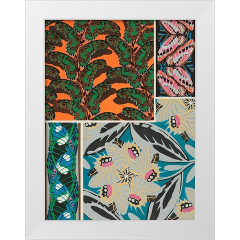 Decorative Butterflies II White Modern Wood Framed Art Print by Seguy, Eugene