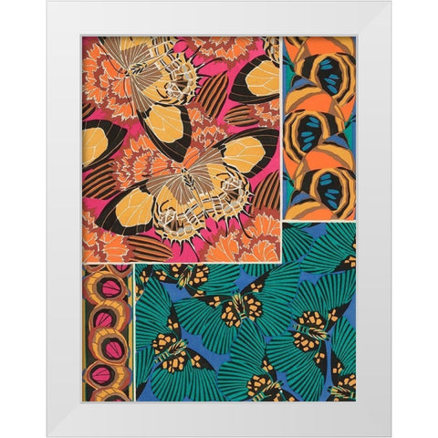 Decorative Butterflies III White Modern Wood Framed Art Print by Seguy, Eugene