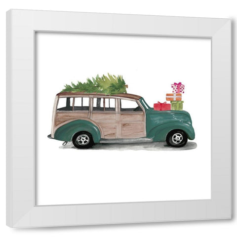 Christmas Cars IV White Modern Wood Framed Art Print by Parker, Jennifer Paxton