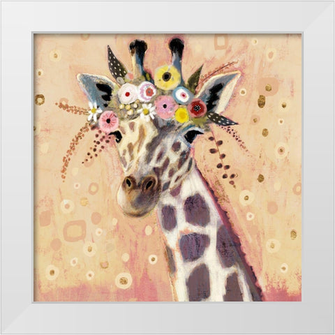 Klimt Giraffe I White Modern Wood Framed Art Print by Borges, Victoria