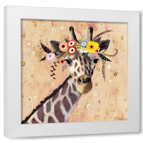 Klimt Giraffe II White Modern Wood Framed Art Print by Borges, Victoria