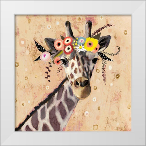 Klimt Giraffe II White Modern Wood Framed Art Print by Borges, Victoria