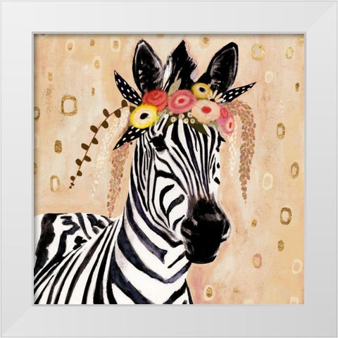 Klimt Zebra I White Modern Wood Framed Art Print by Borges, Victoria