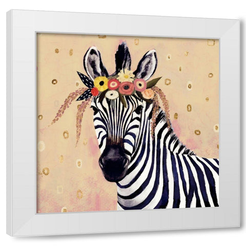 Klimt Zebra II White Modern Wood Framed Art Print by Borges, Victoria
