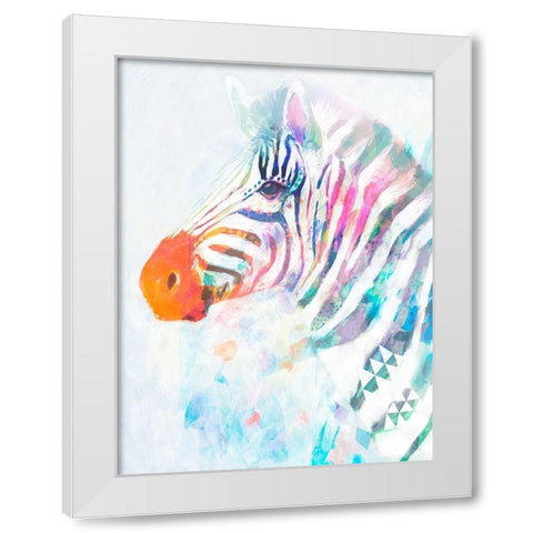 Fluorescent Zebra I White Modern Wood Framed Art Print by Borges, Victoria