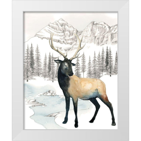 Winter Elk I White Modern Wood Framed Art Print by Popp, Grace