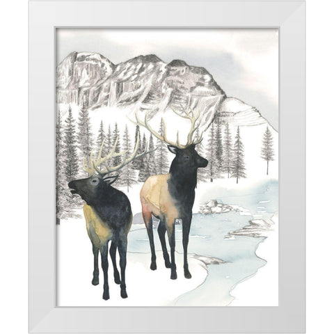 Winter Elk II White Modern Wood Framed Art Print by Popp, Grace