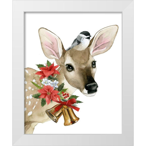 Deer Christmas I White Modern Wood Framed Art Print by Popp, Grace