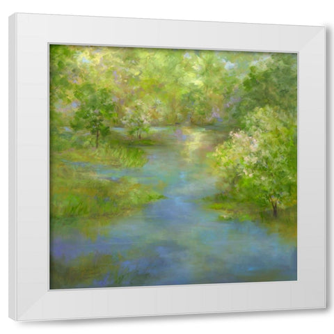 Spring Lake Reflections White Modern Wood Framed Art Print by Finch, Sheila