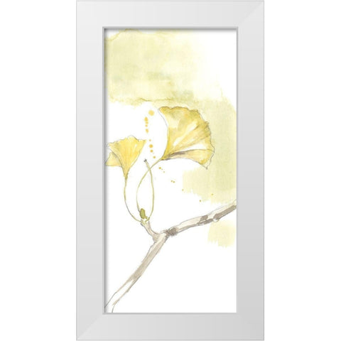 Ginkgo Triptych I White Modern Wood Framed Art Print by Goldberger, Jennifer