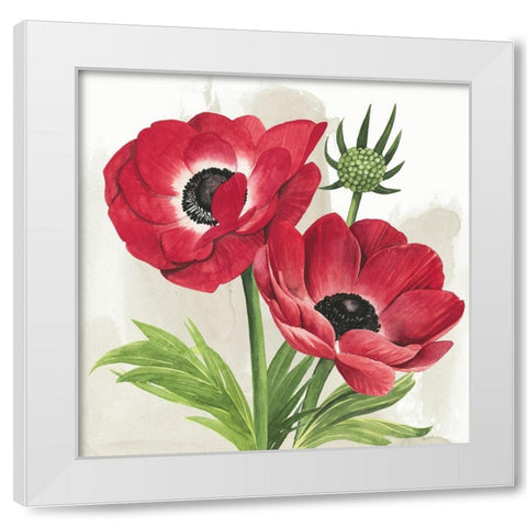 Crimson Anemones I White Modern Wood Framed Art Print by Popp, Grace