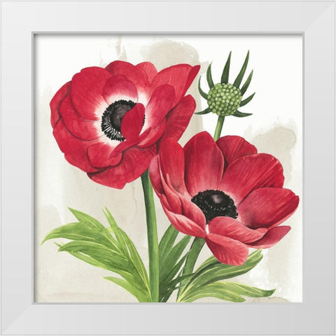 Crimson Anemones I White Modern Wood Framed Art Print by Popp, Grace
