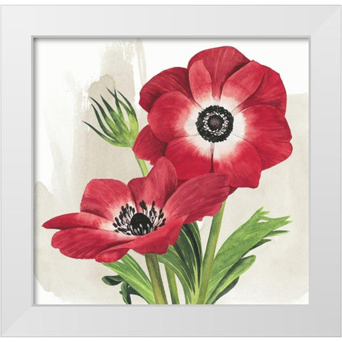 Crimson Anemones II White Modern Wood Framed Art Print by Popp, Grace