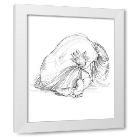 Sitting Pose III White Modern Wood Framed Art Print by Parker, Jennifer Paxton
