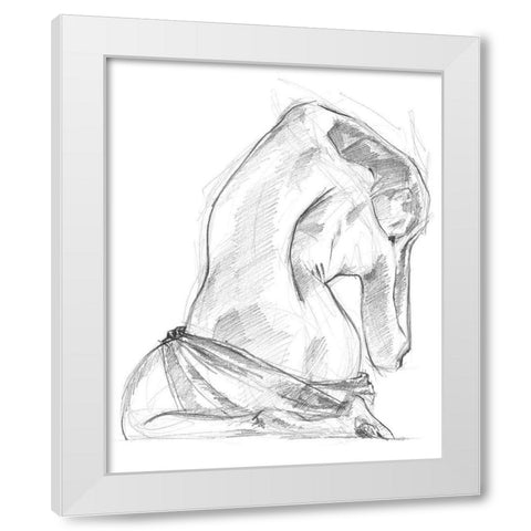 Sitting Pose IV White Modern Wood Framed Art Print by Parker, Jennifer Paxton