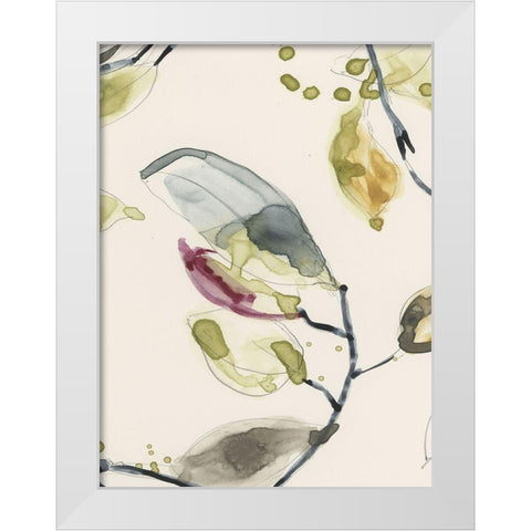 Leaf Branch Triptych II White Modern Wood Framed Art Print by Goldberger, Jennifer