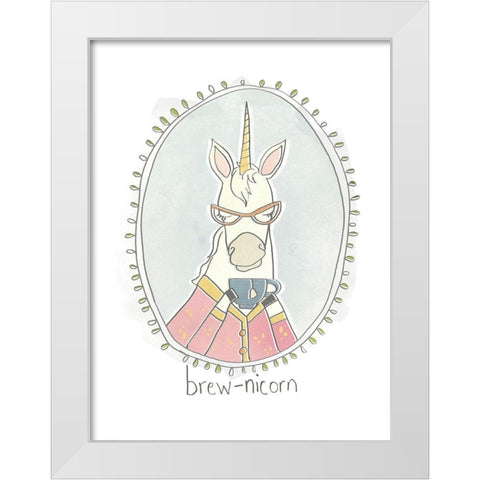 Caffeinated Cutie I White Modern Wood Framed Art Print by Vess, June Erica