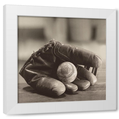 Baseball Nostalgia I White Modern Wood Framed Art Print by Messer, Judy B.