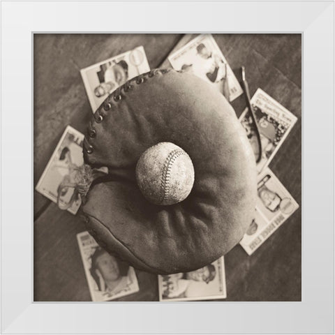 Baseball Nostalgia III White Modern Wood Framed Art Print by Messer, Judy B.