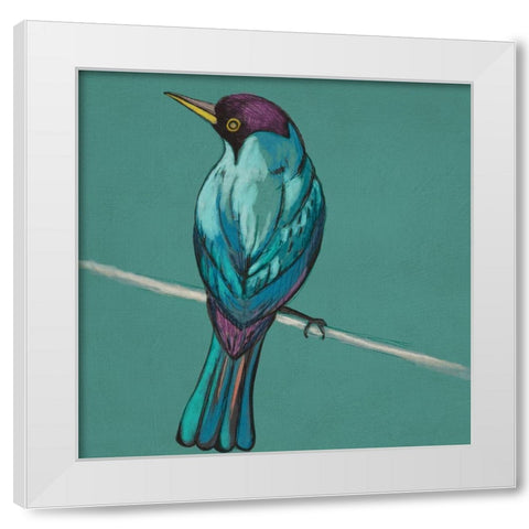 Winged Sketch I on Teal White Modern Wood Framed Art Print by Zarris, Chariklia