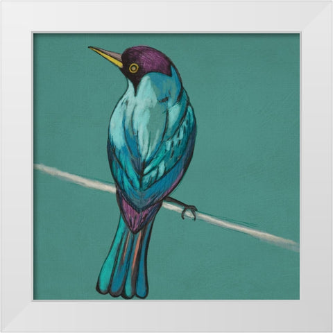 Winged Sketch I on Teal White Modern Wood Framed Art Print by Zarris, Chariklia