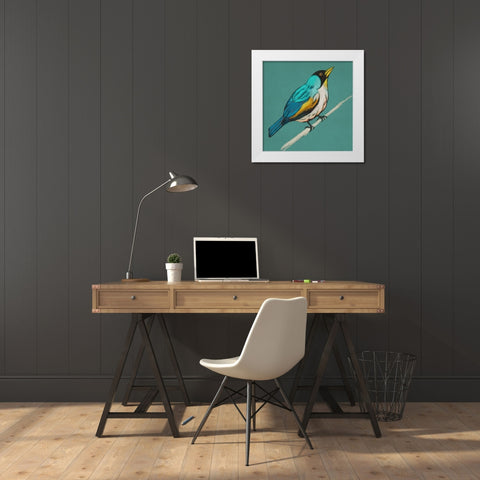 Winged Sketch II on Teal White Modern Wood Framed Art Print by Zarris, Chariklia