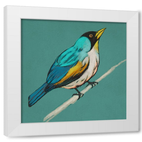 Winged Sketch II on Teal White Modern Wood Framed Art Print by Zarris, Chariklia