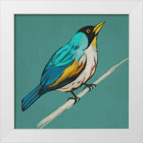 Winged Sketch II on Teal White Modern Wood Framed Art Print by Zarris, Chariklia