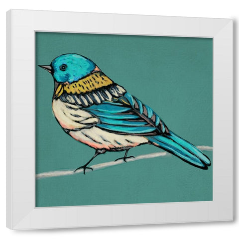 Winged Sketch III on Teal White Modern Wood Framed Art Print by Zarris, Chariklia