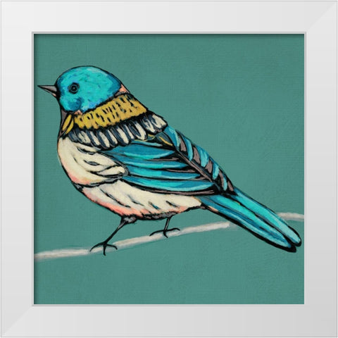 Winged Sketch III on Teal White Modern Wood Framed Art Print by Zarris, Chariklia