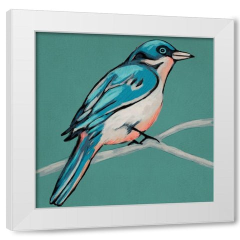 Winged Sketch IV on Teal White Modern Wood Framed Art Print by Zarris, Chariklia