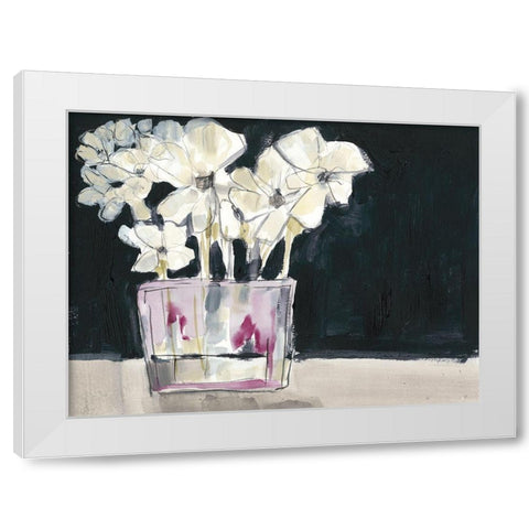 White Flowers in Fuchsia II White Modern Wood Framed Art Print by Goldberger, Jennifer
