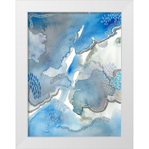 Subtle Blues I White Modern Wood Framed Art Print by Moore, Regina