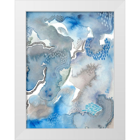 Subtle Blues II White Modern Wood Framed Art Print by Moore, Regina