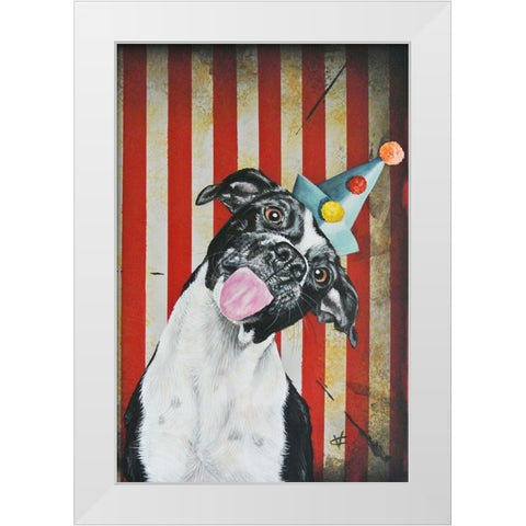 Party Dog I White Modern Wood Framed Art Print by Coleman, Victoria