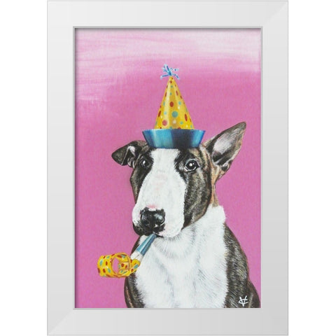 Party Dog II White Modern Wood Framed Art Print by Coleman, Victoria
