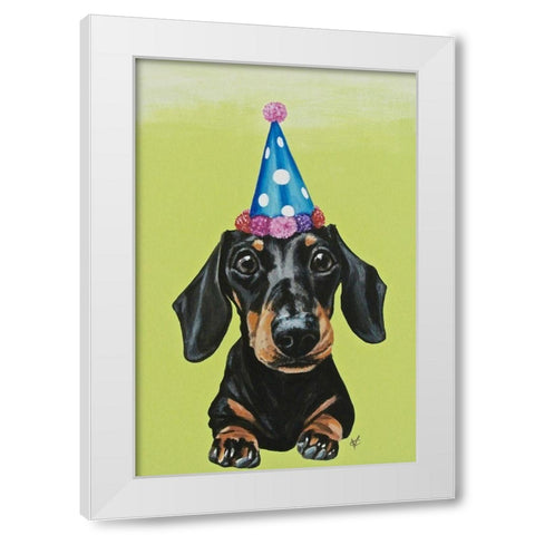 Party Dog III White Modern Wood Framed Art Print by Coleman, Victoria