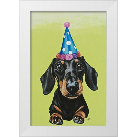 Party Dog III White Modern Wood Framed Art Print by Coleman, Victoria