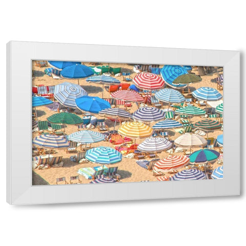 Umbrellas I White Modern Wood Framed Art Print by Linden, Sally